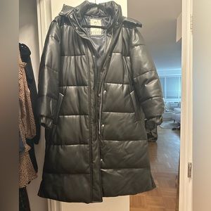 Abercrombie and Fitch Vegan Leather Ultra Long Winter Puffer Jacket